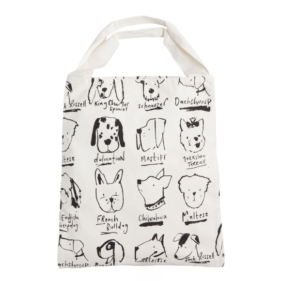 Cost Plus World Market Other - Black And White Illustrated Dogs Large Canvas Tote Bag